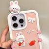 Cartoon Cute Pink Rabbit Soft Silicone Phone Case For iPhone 13 14 15 16 17 Pro Max Shockproof Back Cover Shell