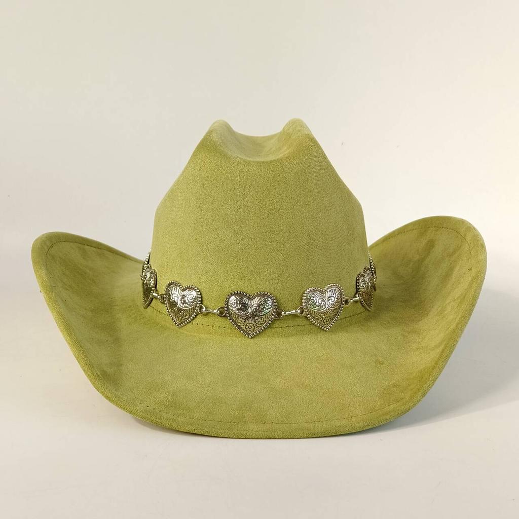 Wildleder Western-Stil Leder Cowboyhut Damen Fedora Hut mit Gürtel doppelwandige Wildleder Krone Cowboyhut Herren Kirchenhut Cowboyhut