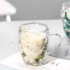 with Handle Clear Glass Cups Double-layer Double Wall Coffee Mug Unique Dried Flower Mug  Drinkware