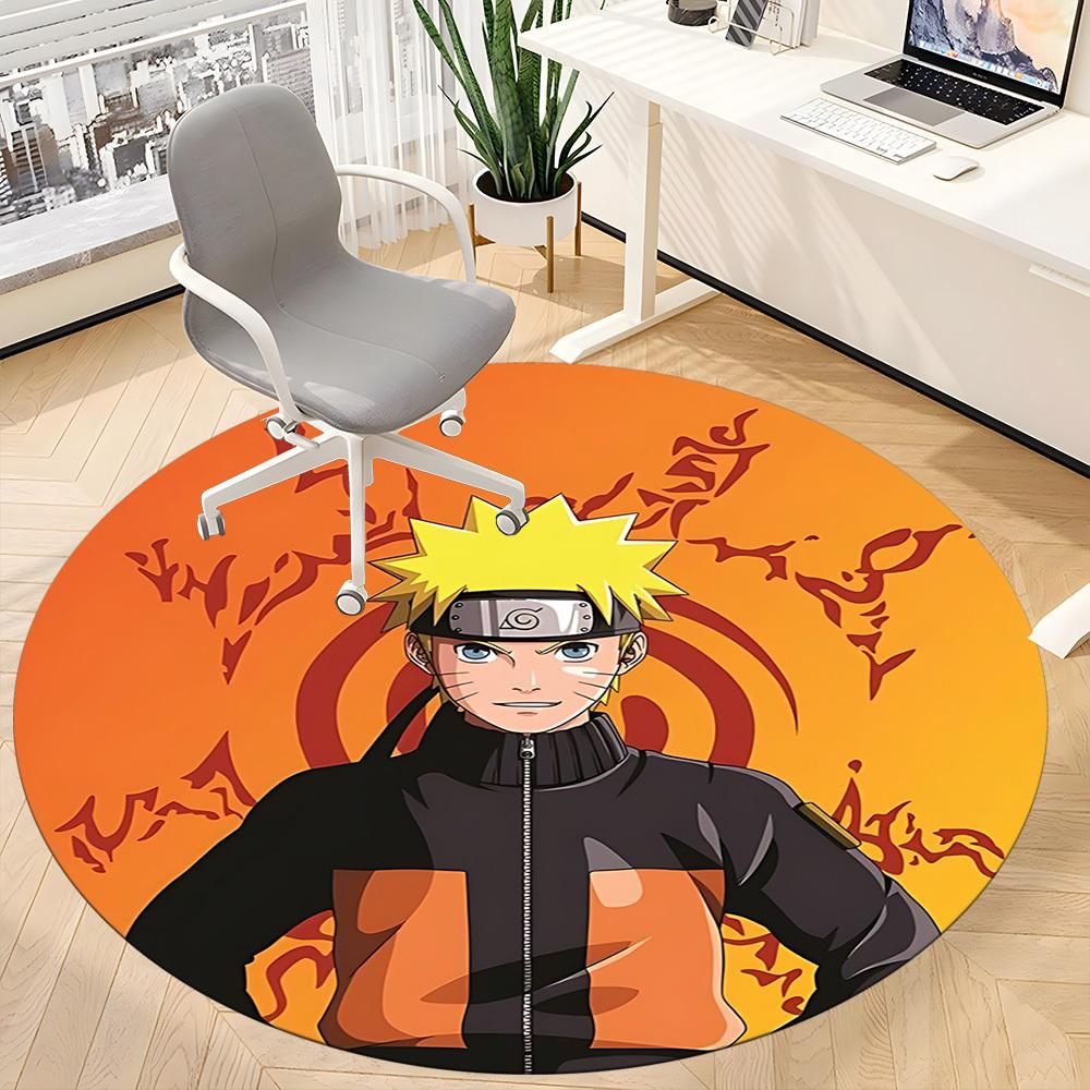 1 szt. Okrągły dywanik biurowy Naruto, Antypoślizgowy, Miękki i wytrzymały dywanik biurowy do dekoracji wnętrz, Idealny do biura, Piękna dekoracja