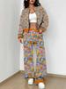 Retro Pattern Autumn And Winter New European And American Women'S Clothing Rose Printing Suit Women