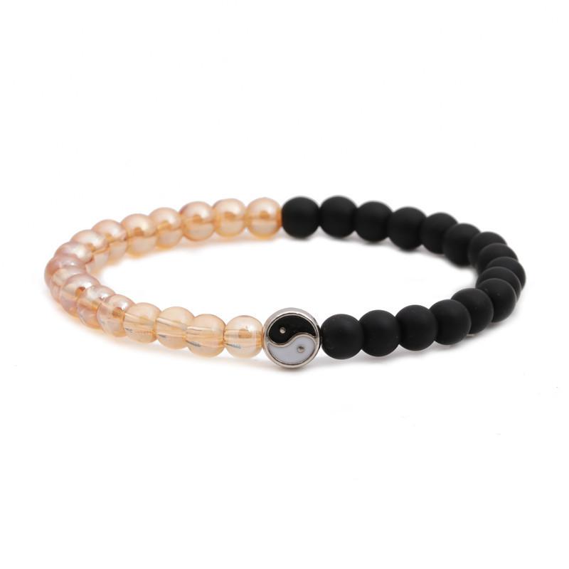 Distance beaded Bracelet Fashion Natural Stone two colors Yin Yang Charm Bracelets for Men Women Friendship couple
