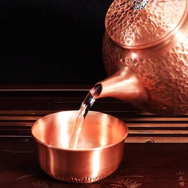 Vintage Small Size Copper Coffee Pot,Hammer Texture Weave Handle 300 Ml Heat Resistant Filter Water Kettle,Handcrafted Teapot