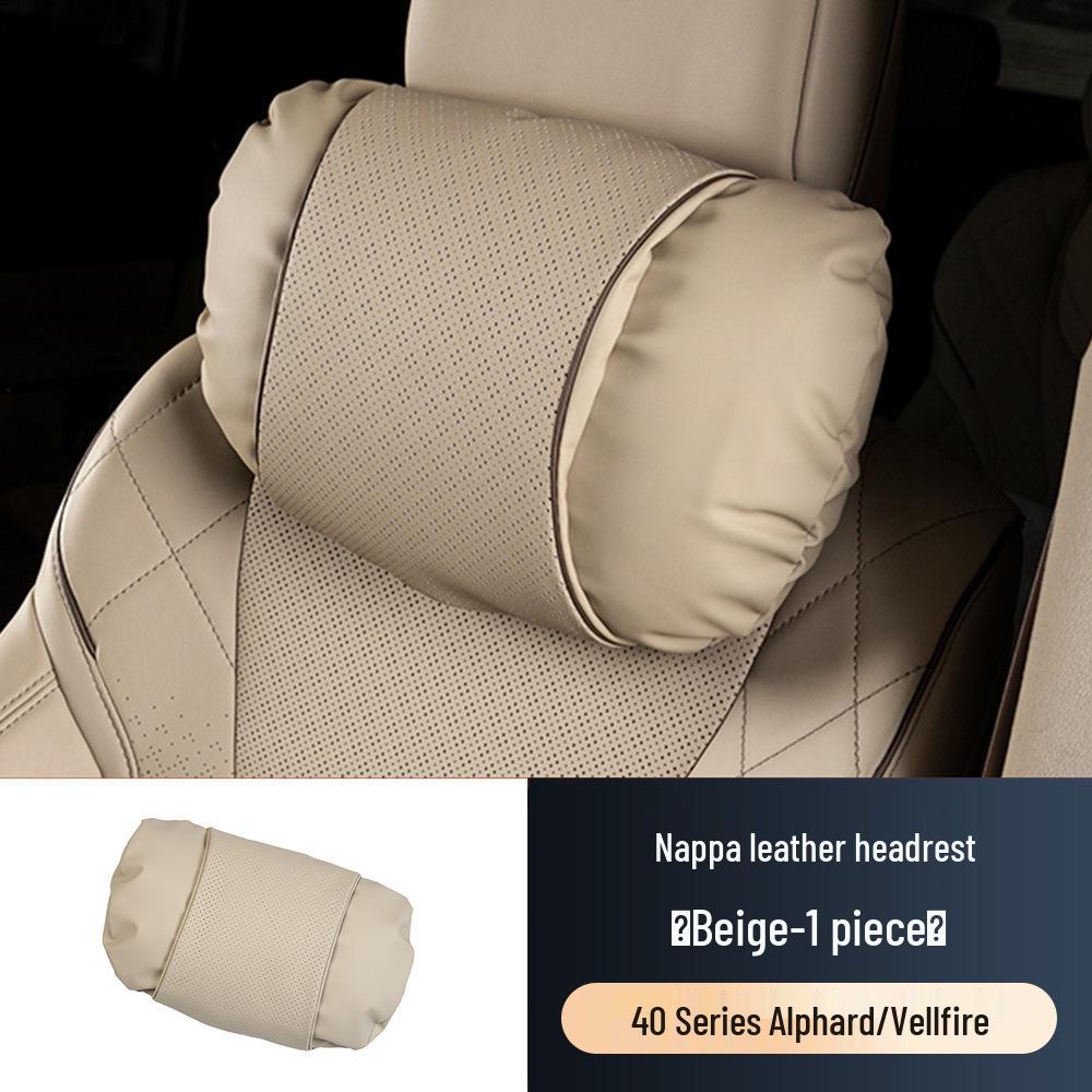 

Nappa Leather Lumbar & Neck Support Pillow for 40 Series Alphard - Breathable Car Accessory