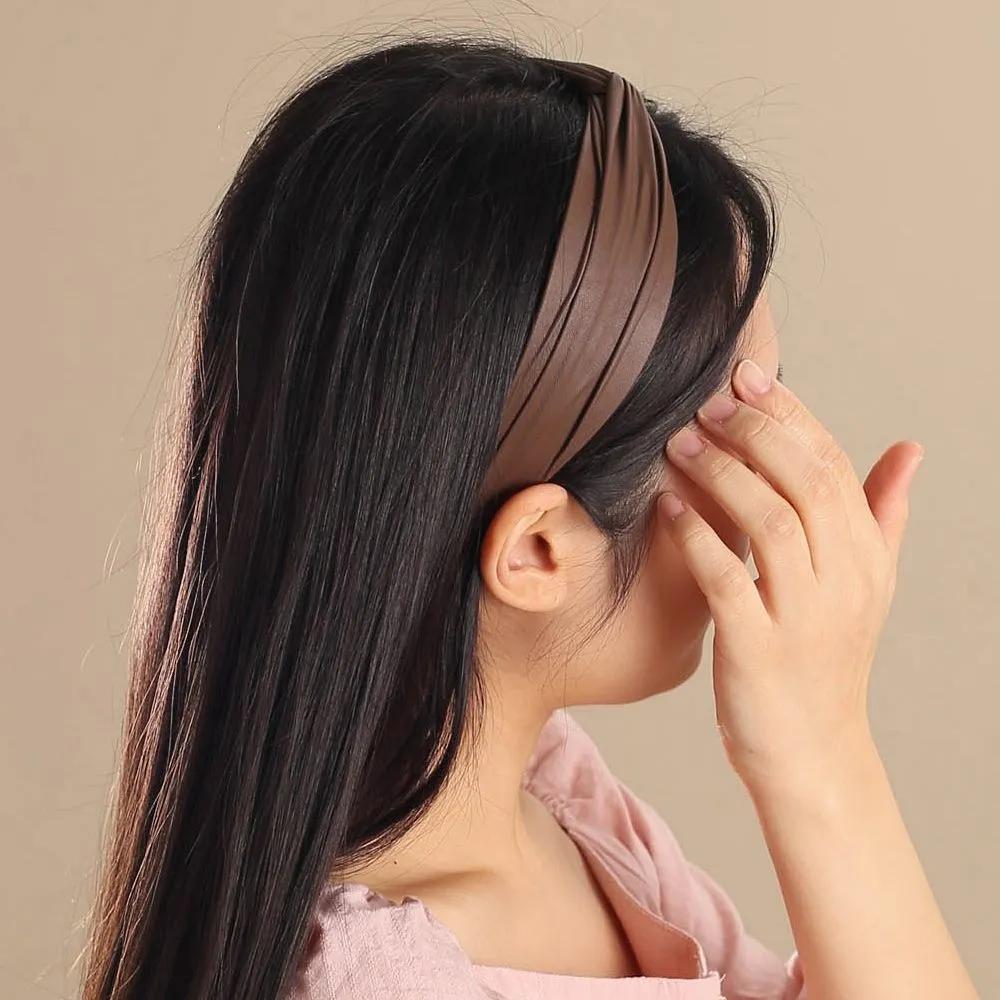 Headband Hairpin Angel Shushu Leather Twisted Hairband Brown Ju Vidastory