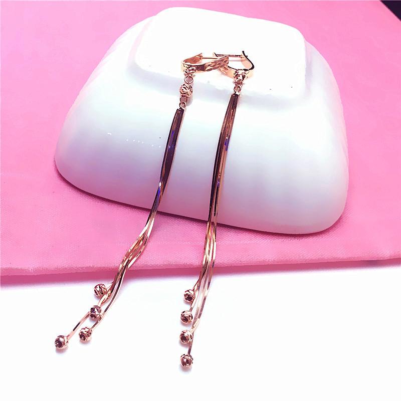 Purple Gold Shiny Snake Bone Fringed Beads Plated Rose Gold Earrings Colored Gold Exquisite And Delicate