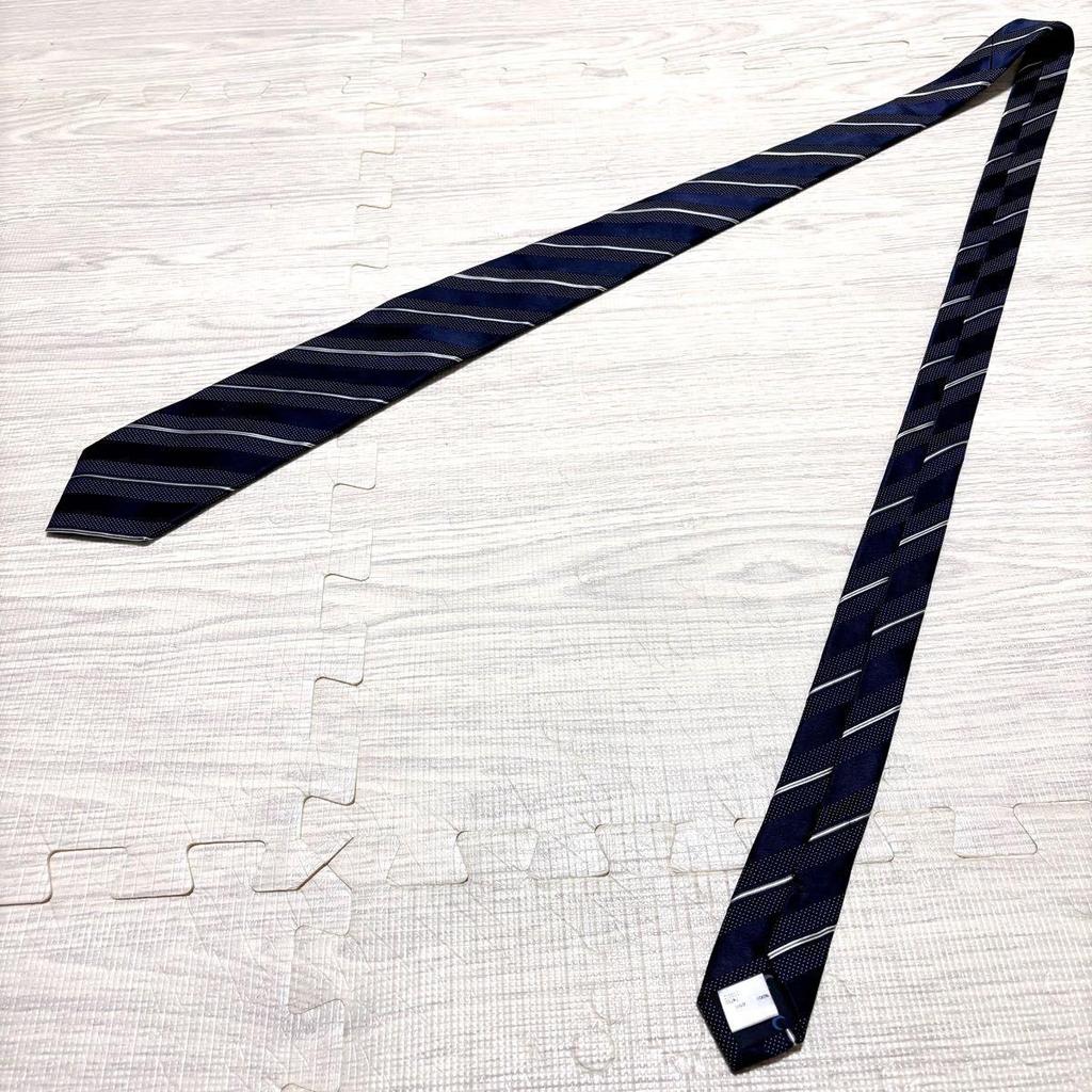 Used Paul Smith Necktie Current Tag Navy Stripe Dot Silk Starry Sky Pattern Made in Japan Business Formal