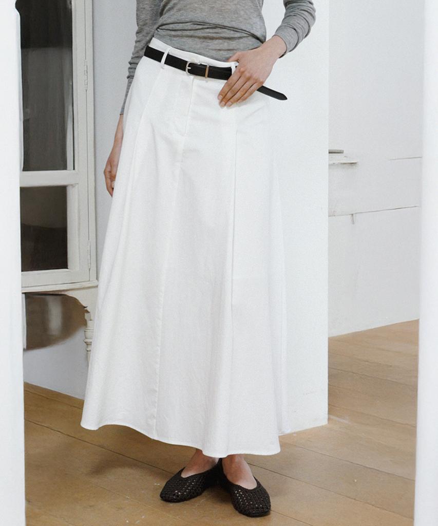 Kwinseulaebis Cotton Maxi Tuck Flared Skirt_2Colors