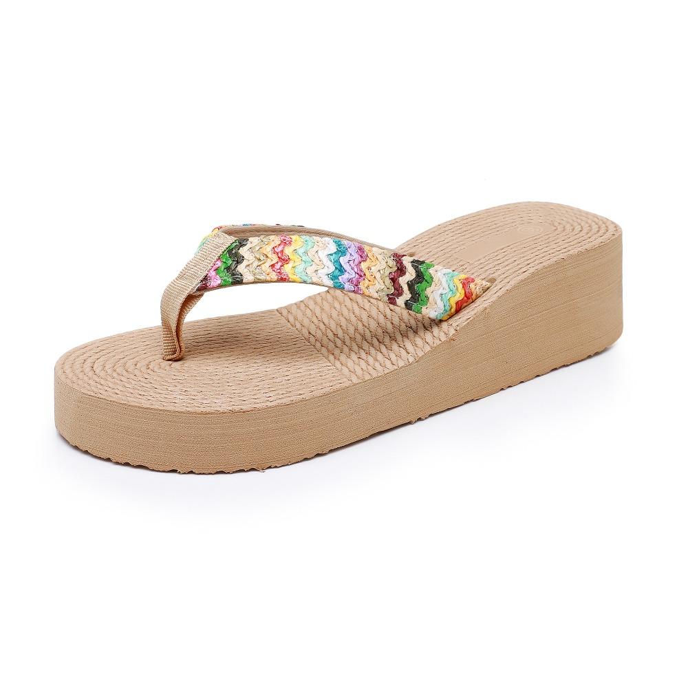 Women's Fashion Trend Anti Slip Wear-resistant Comfortable Soft Bottom Ethnic Style Flat Heel Flip Flops