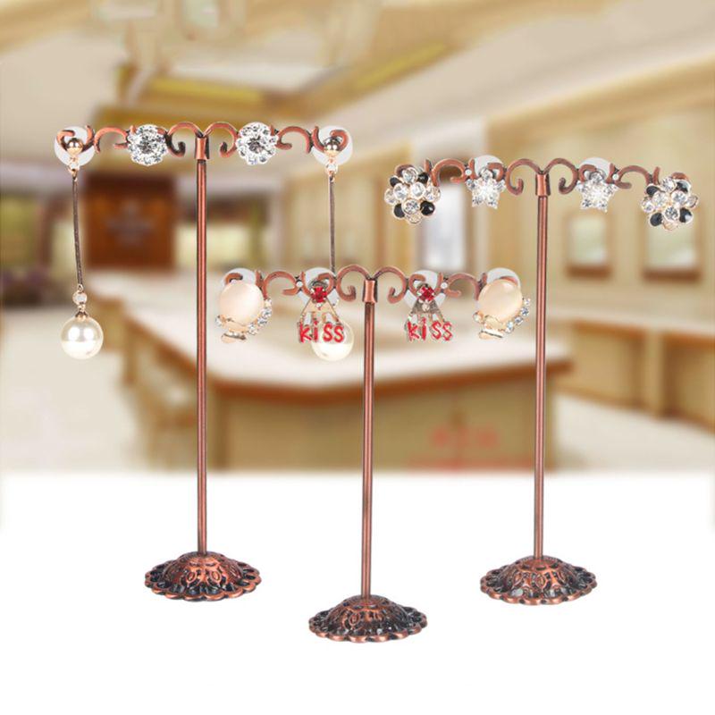 1 Set Shelf Display Rack Stand Holder Earrings Ear Stud Metal Organizer Storage Vintage Exquisite