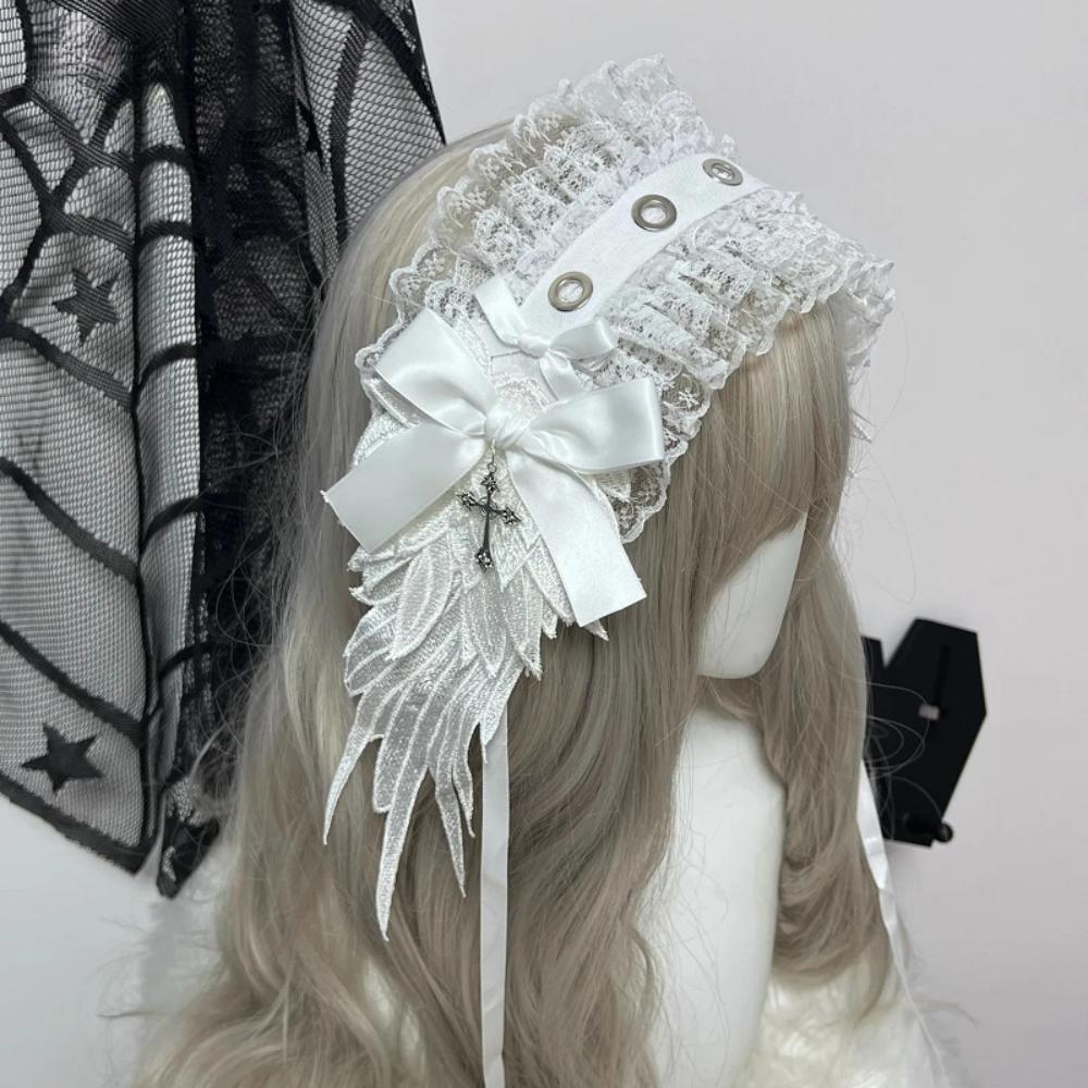 Steampunk Y2K Wing Headwear Bow Headband Lolita Gothic Dark Angel Headwear and Hair Accessories