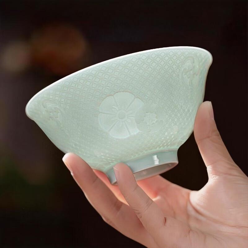 Aowei Jingdezhen Shadow Green Floral Bowl