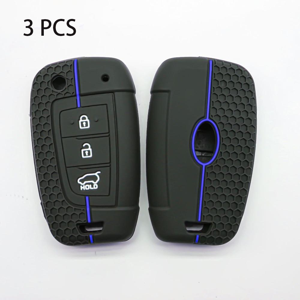 

3 Pcs Remote Key Ring Shell Silicone Key Chain Cover Case Durable Car Key Chain Holder Driver Style 2