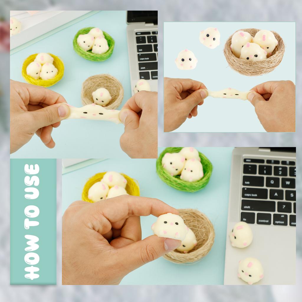 8Pcs Mini Chicken Squishy Toy Cute Small Chicken Sensory Pinch Toy Funny Pinch Gadgets for Backpack Office Desktop Decoration