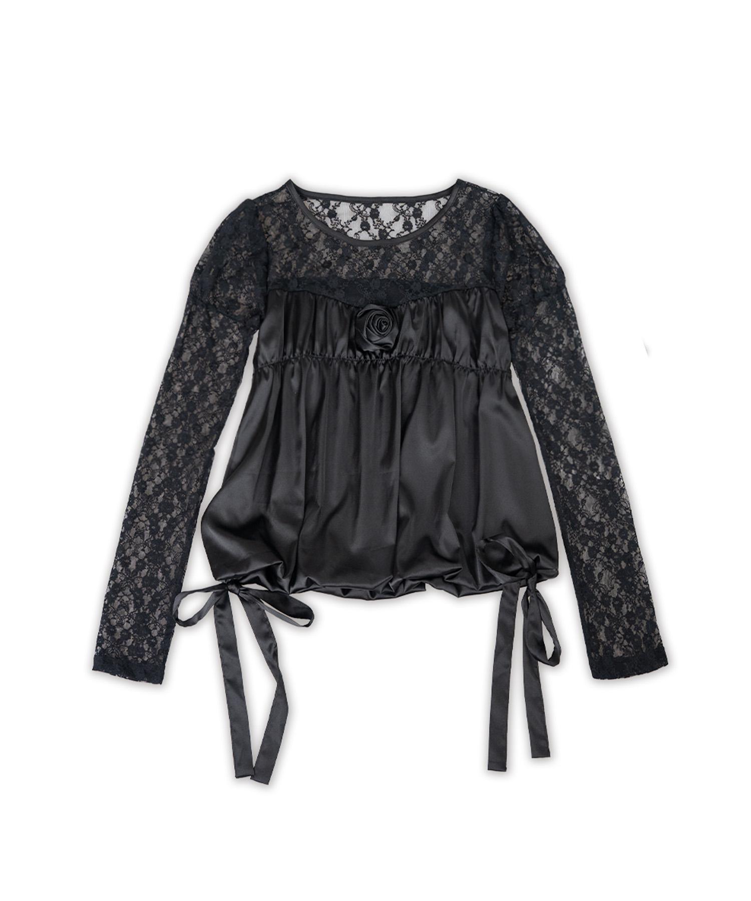 Elf Elf Elf Archives Corsage Puff Blouse [Black] Black