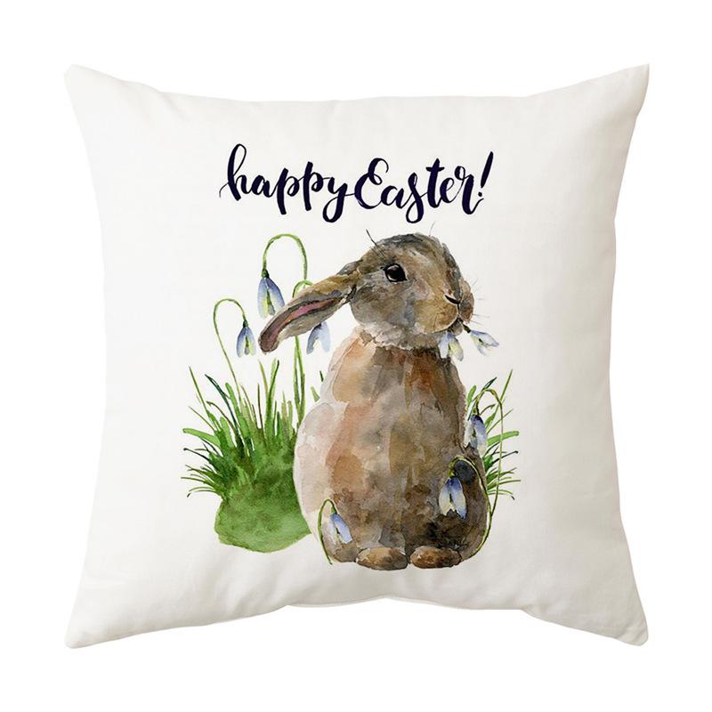 Easter Bunny Cartoon Cushion - Hand-painted Creative Sofa Back Pillow
