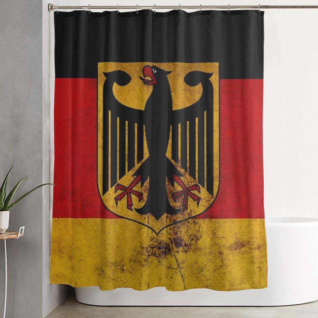 Cortina de ducha de baño de poliéster impermeable con ganchos, Imperio del Reich Dk Alemán