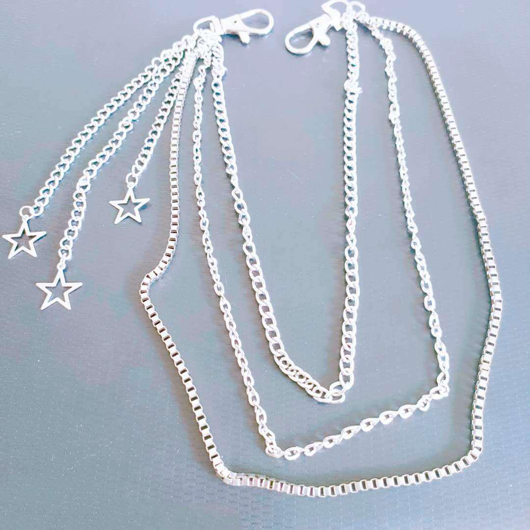 

Унисекс многослойная хип-хоп панк звезда кулон цепочка на талию серебряный