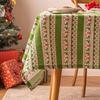 Christmas Gift Print Tablecloth New Xmas Faux Linen Dining Table Decor Backdrop