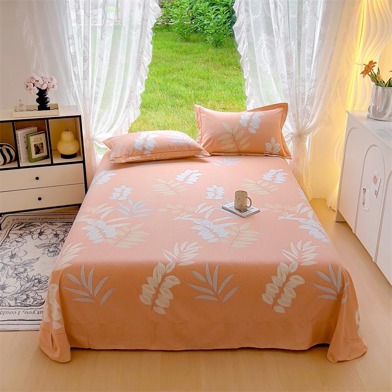 White Flower Printed Bed Sheet Set Simple Pink Cotton bedspread Thickened Bedding Set Luxury Soft Flat Sheet with Pillowcases