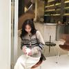 Korean vintage print loose sweaters outer wear spring autumn women's clothing knitted cardigan top sweater cardigan jacket women