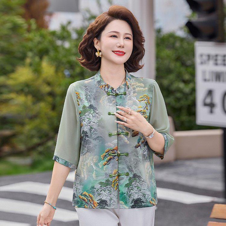 Elegant Chinese-Style Short-Sleeved Summer Top for Women