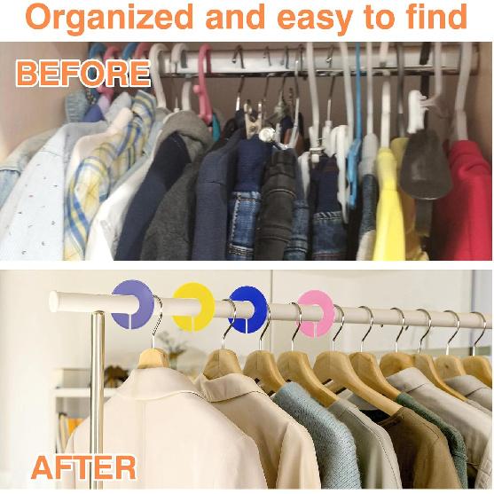 Giantree 10 Pcs Closet Dividers for Hanging Clothes, Color Plastic Rack Dividers Round Clothes Closet Labels Reble Separators