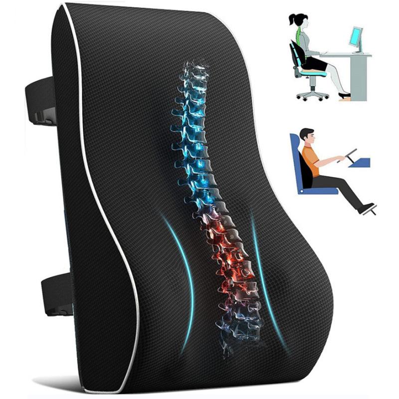 Memory Foam Lumbar Support Cushion - Large Backrest for Car & Office