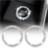 Stylish Push Start Button Cover Decoration Ring,Bling Rhinestone Car Start Button Cover for Cars Engine/AC Buttons,2PCS Engine Starts Buttons Covers