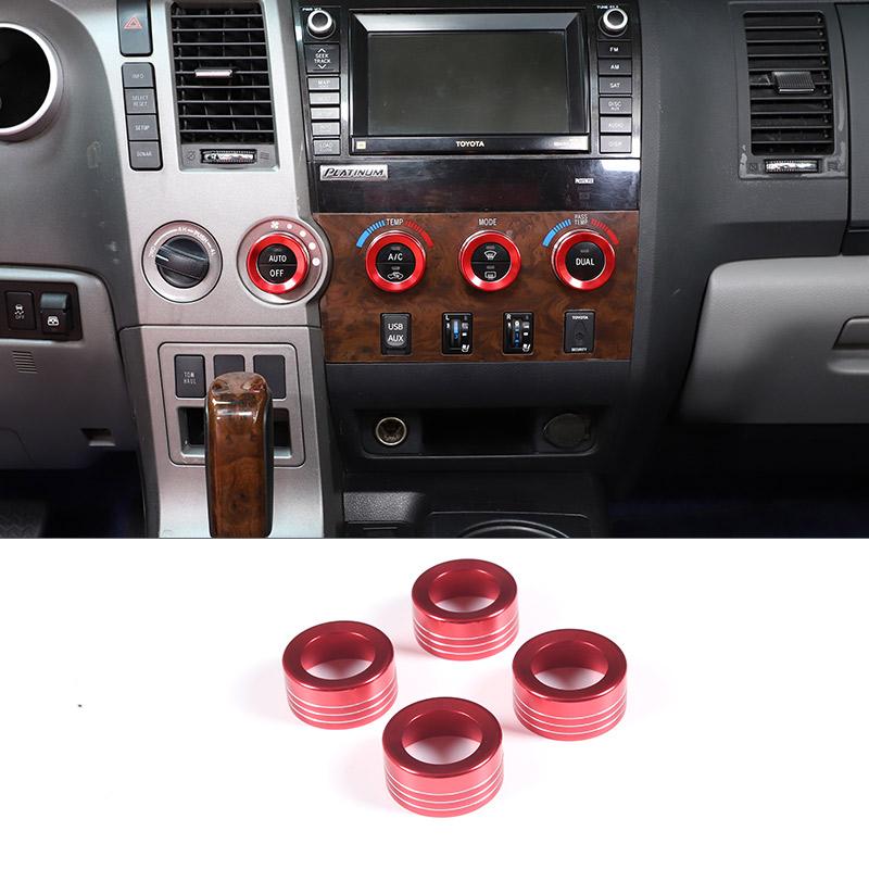 Car Air Condition Knob Audio Volume Control Button Circle Decoration Trim Ring Cover For Toyota Tundra 2007-2013 Accessories