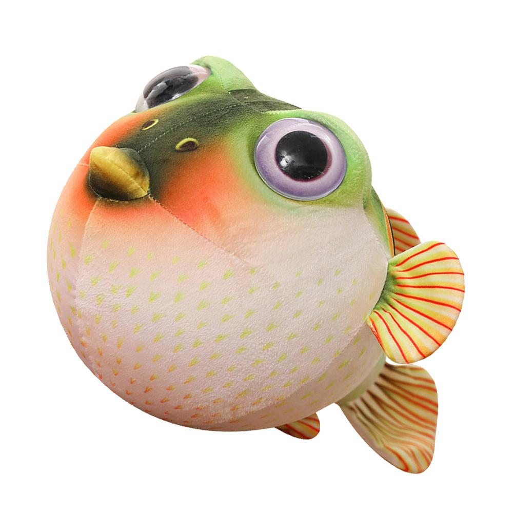 Cute Puffer Fish Plush Toy Cartoon Soft Stuffed Animal Fluffy Toy Throw Pillow Sofa Couch Bedroom