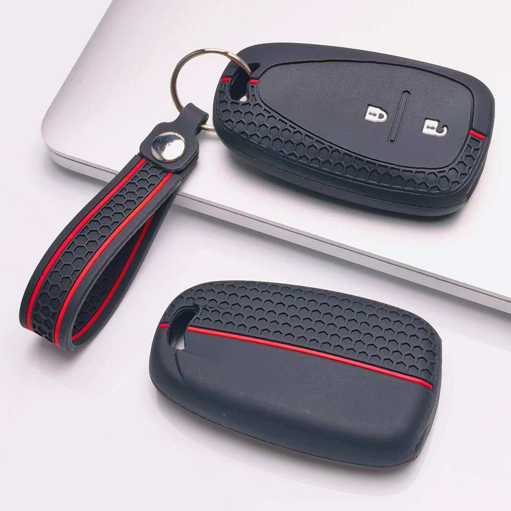 Key Fob Cover for Chevrolet Chevy Equinox Cruze Malibu Camaro Bolt Traverse Sonic with Keychain Anti-Scratch Surface Shockproof Structure