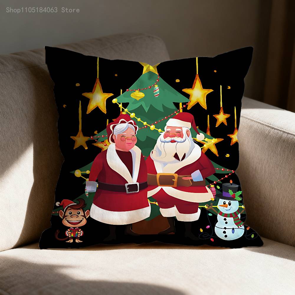 

Christmas Tree Snowmen Santa Claus Pillow Case For Sofa Decor Car Office Room Printing Cushion Cover Decorations and Protector 30cmx30cm
