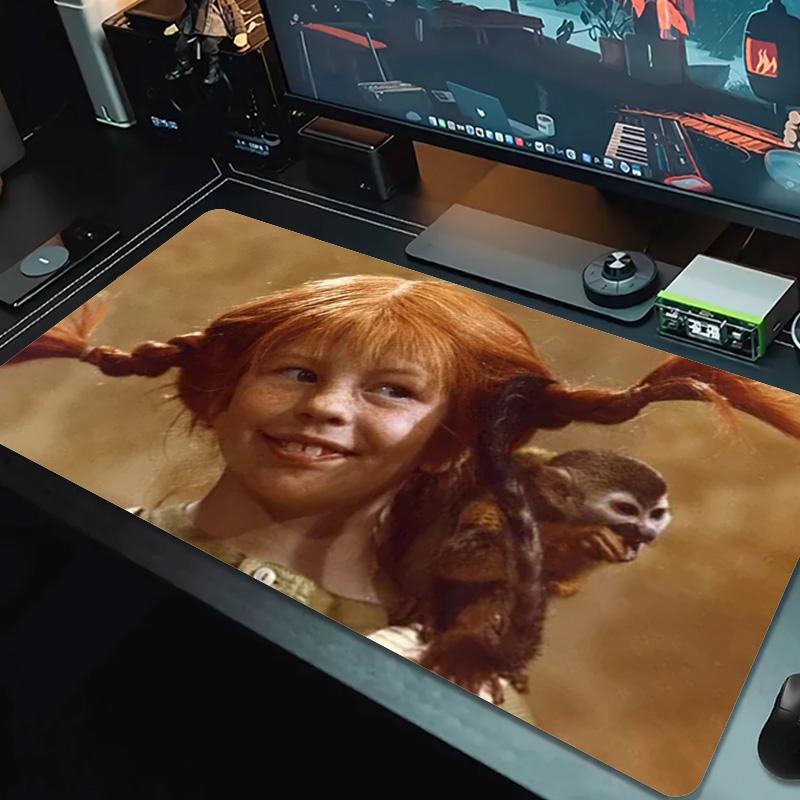 Pippi Longstocking Large Size Mouse Pad Large Gaming Table Cushion Non-slip Laptop Tablet Big Mousepad XXL Mat Mini PC Playmat With Lock Edge