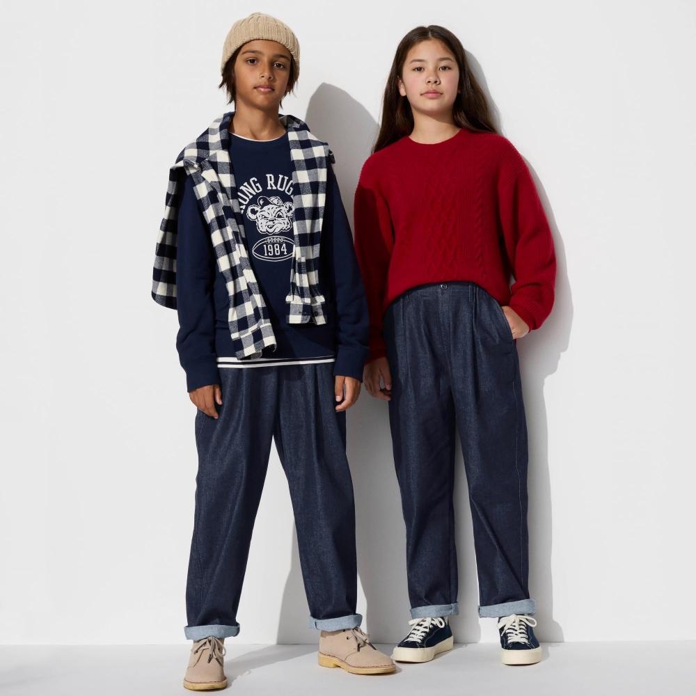 

UNIQLO KIDS Tuck Широкие брюки Джинсовые 68 BLUE/KIDS 160