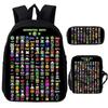 Angry Geometry Dash Cartoon Print Children Backpack 3Pcs Set Boys Girls School Bags Large Capacity Bookbag Back To School Gifts