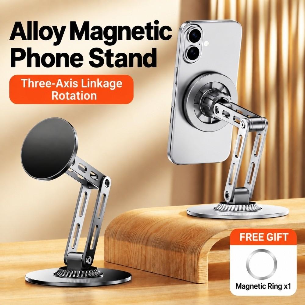 Rotatable Magnetic Desktop Phone Stand Adjustable Desk Phone Mount Foldable Phone Holder