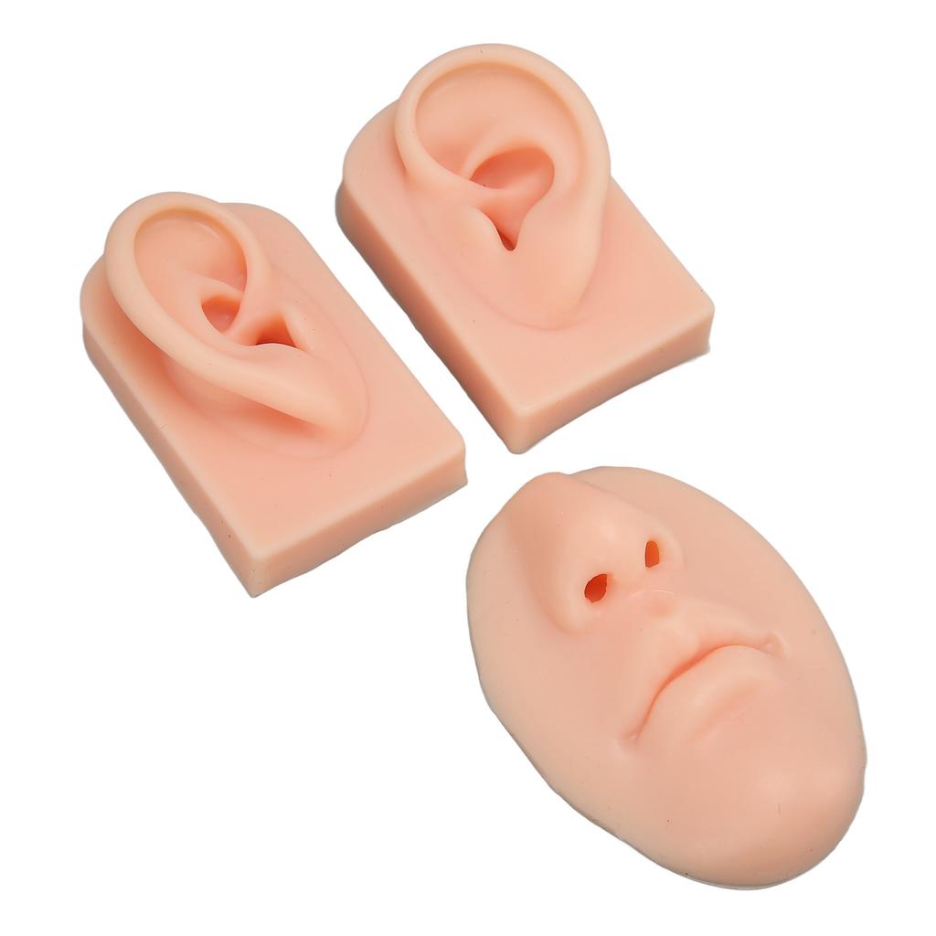 3D Nose and Mouth Model Silicone Ear Model Simulation Display Props for Piercing Suture Practice