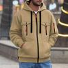 Men's Casual Athletic Jacket with Hood and Zipper, Multi-Pockets, Long Sleeve, for Fall