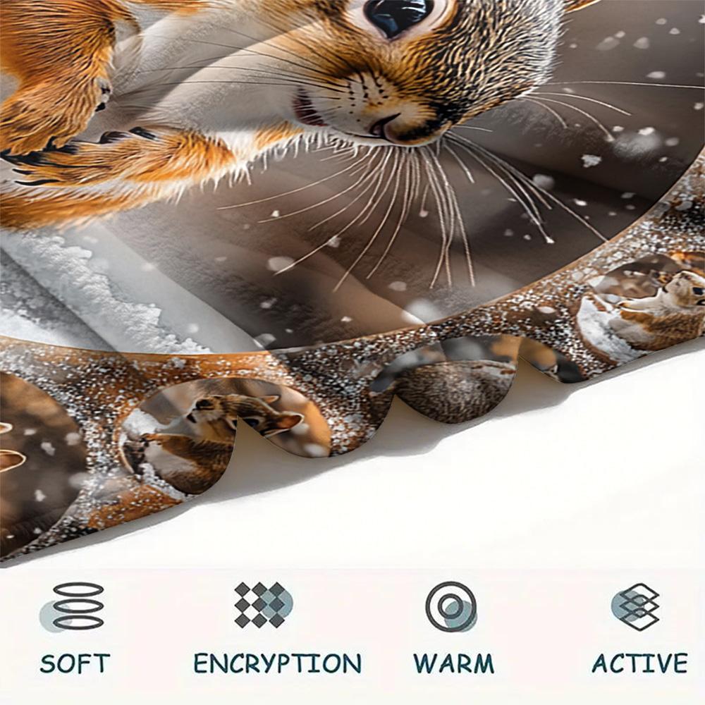 Squirrel Print Flannel Blanket, High quality Comfortable for All Seasons, Home Decor, Warmth and Comfort, Perfect for Christmas Gifts