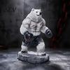 Bear Desktop Ornament Resin Boxing Figurine, Muscle Statue for Desk Decor, Brown White Sculpture Office and Home Display Animal Figurine