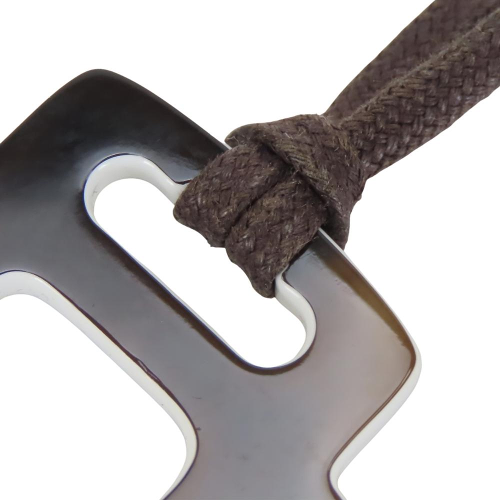 Used HERMES Necklace Rhythm Buffalo Horn 8.6g Brown Long