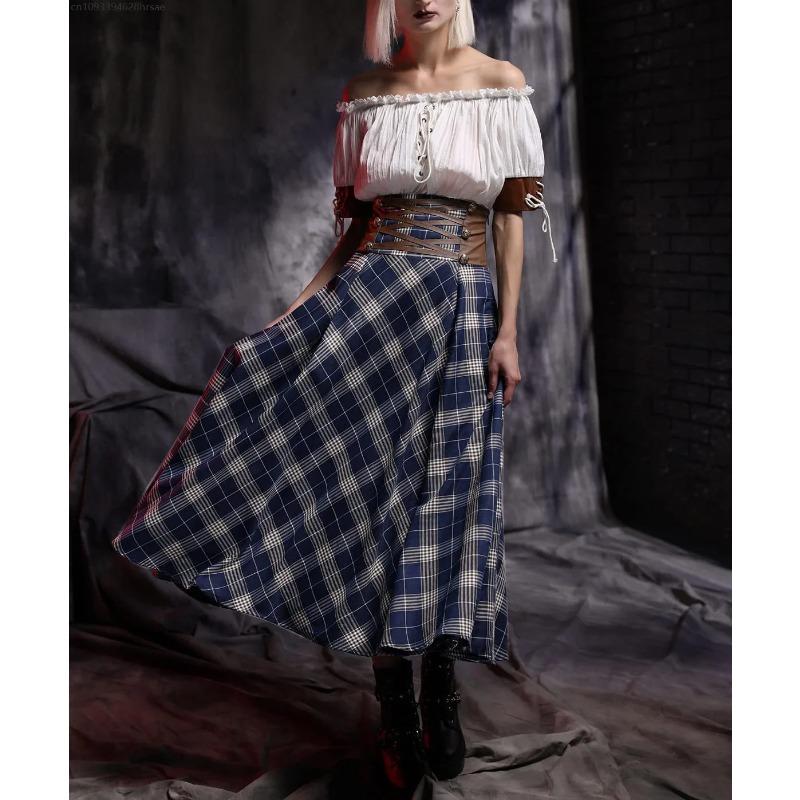 Renaissance Medieval Women Vintage Blouse Retro Steampunk Corset Victorian Off Shoulder Shirts Clothes