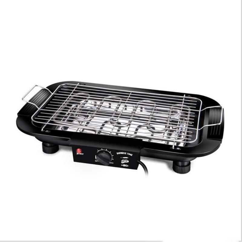 110V Europese rookloze elektrische barbecuegrill, anti-aanbakgrill, elektrische grillpan, barbecue machine, ijzeren plaat kookplaat