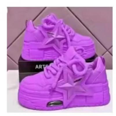 2025 Spring and Summer New Foreign Trade Star Dopamine Bread Shoes Design Sense Board Shoes Thick Sole Heightening New Sports Shoes