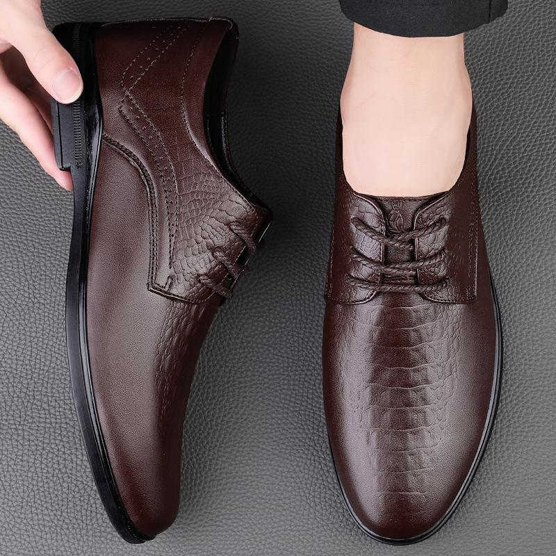 Fashion Handmade Genuine Leather Mens Shoes New Trendy Minimalist Oxford Shoe Lace Up Formal Business Shoes Classic Gentleman Footwear