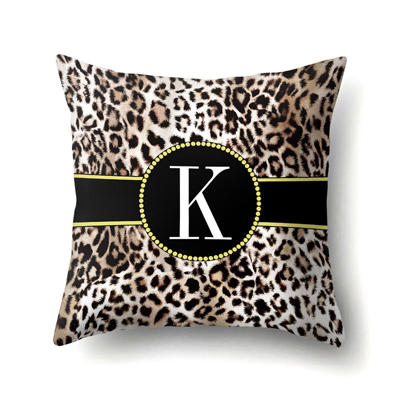 Polyester Pillow Case Decorative Leopard Print Home Furnishing 26 English Letter Printed Pillow Case