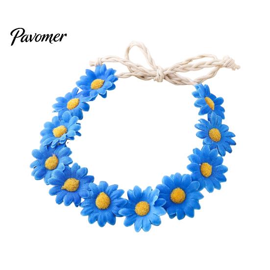 Adjustable Fabric Daisy Headpiece Daisy/Sunflower Wreath Headband for Women Girls, Floral Crown Realistic Silk Flower Beach Vacation Wedding L