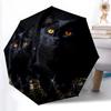 1pc Sturdy 8-Bone Auto Umbrella, Adorable Black Feline Pair Umbrella, Digital Printed, Foldable Umbrella for On-the-Go Outdoor Use