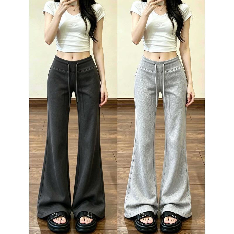 Micro-pull Sweatpants Women's Spring and Autumn Models New High-waisted and Thin Flared Pants Casual Sweater Pants